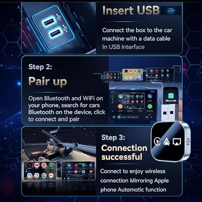 Sakerplus Wireless CarPlay Android Auto Adapter