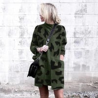 Leopard Mock Neck Sweater Dress