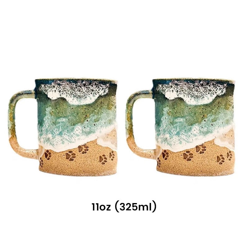 Paw Print Ocean Shoreline Mug