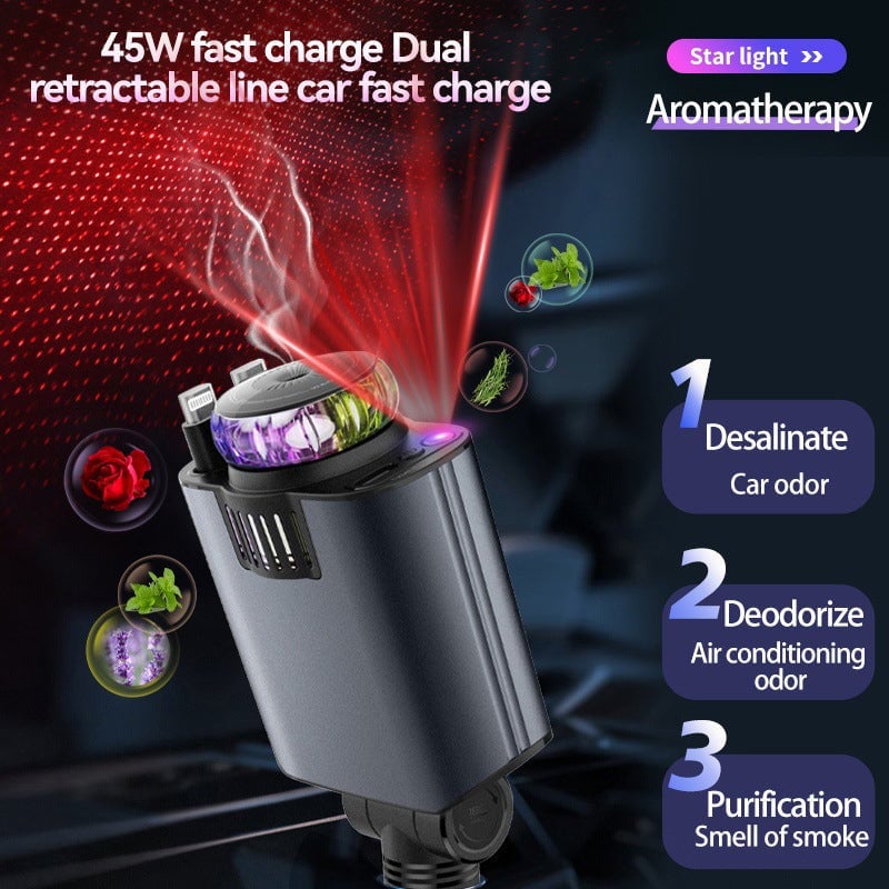Retractable Car Charger with Starlight（Includes 3 Free Essential Oils）