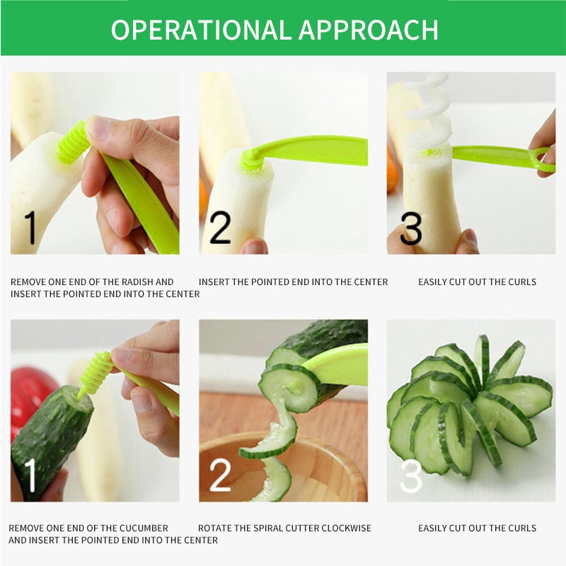 Multi-Functional Hand-Crank Cucumber Spiral Slicer