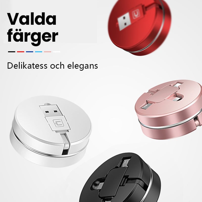 3-i-1 infällbar laddningskabel
