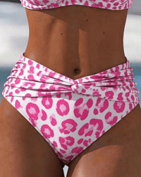 Leopard Print Twist High Waist Bikini