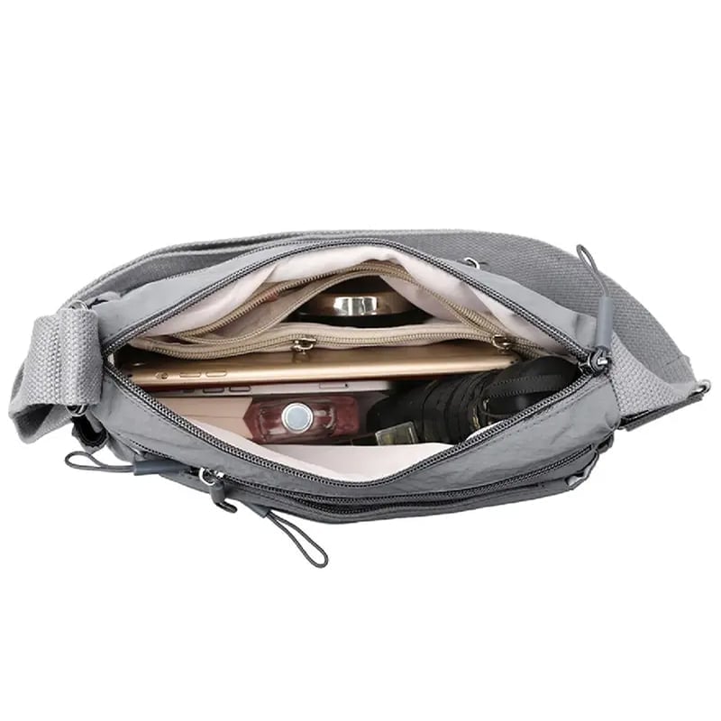 Solid Color Fashionable Multi-pocket Zipper Crossbody Bag