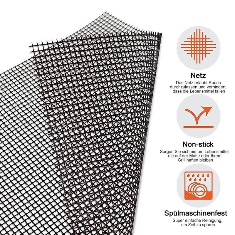SALE - Teflon Netz Grillmatte antihaft wiederverwendbar, eckig 33x40 cm, 1/3 pc