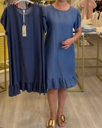 Kjole Casual Denim Rynket