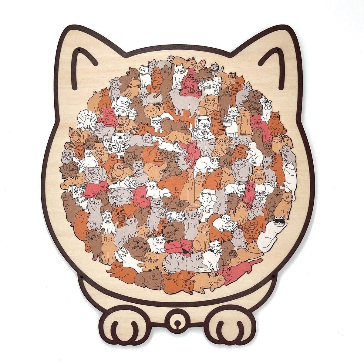 135-Piece Cat-Shaped Wooden Puzzle