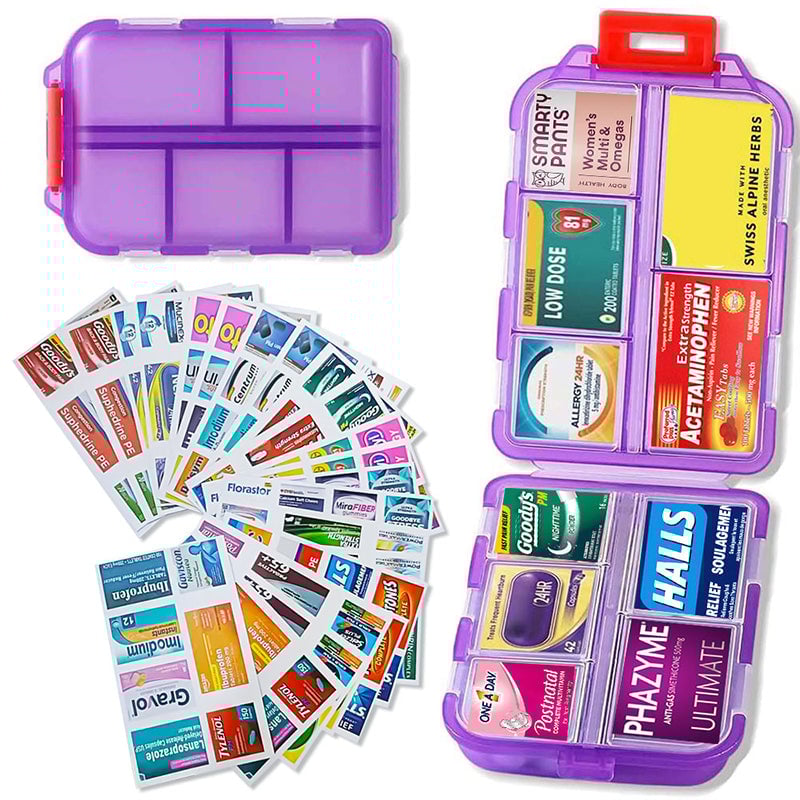 Travel Pill Organizer Box (161 Labels for Customization)