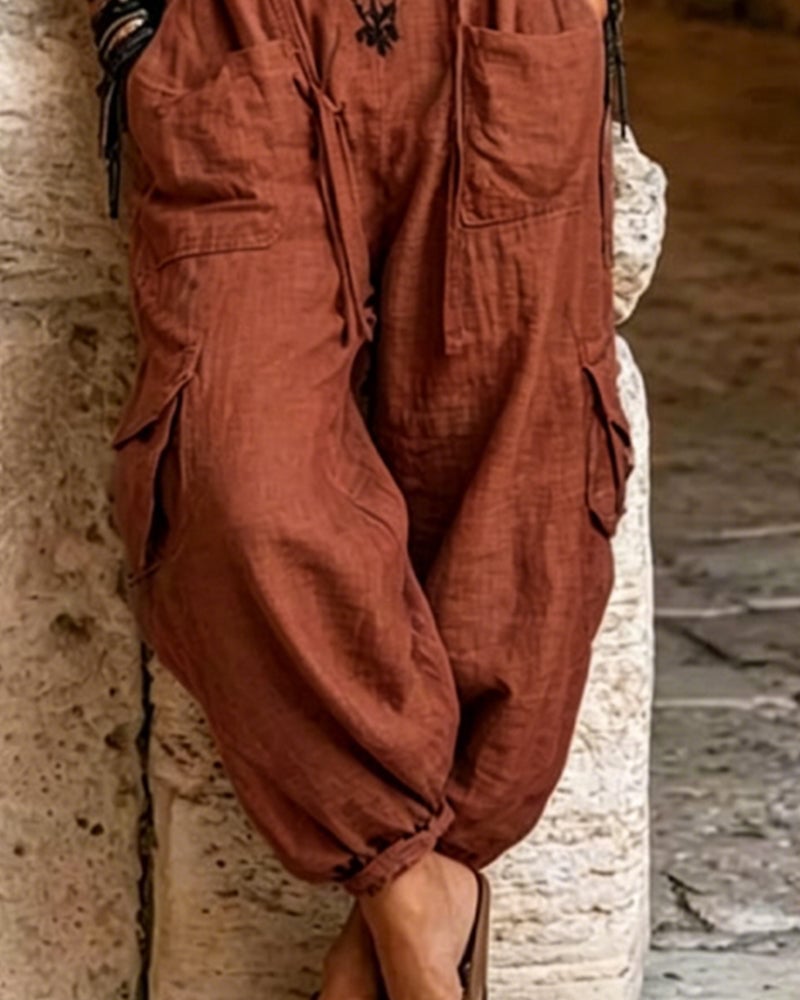 Casual Pocket Printed Jumpsuits