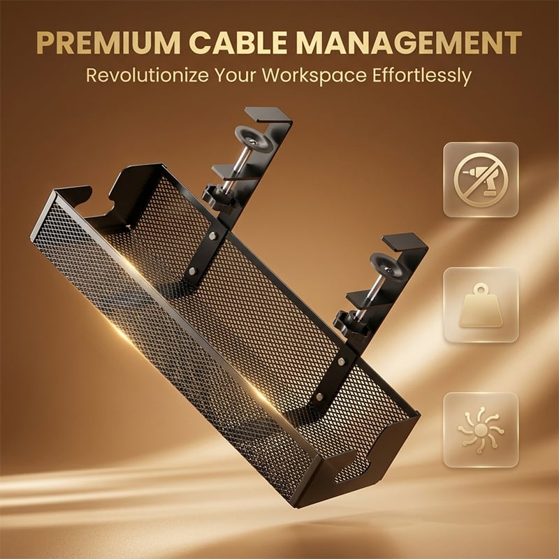 Adjustable No-Drill Under-Desk Cable Organizer