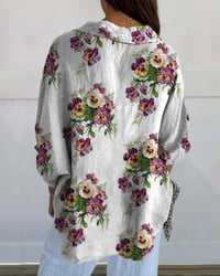 Afslappet blomsterskjorte med trekvarte ærmer