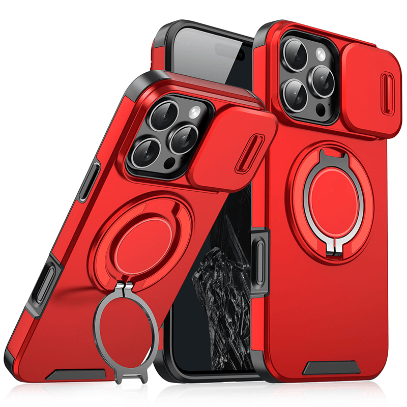 Heavy-Duty Phone Case with Built-In Ring Stand & Camera Cover