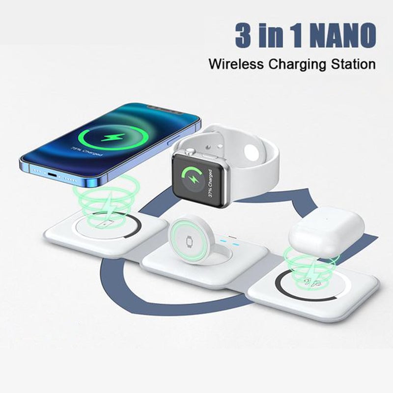 Foldable 3-in-1 Wireless Charger with Magnetic Attraction