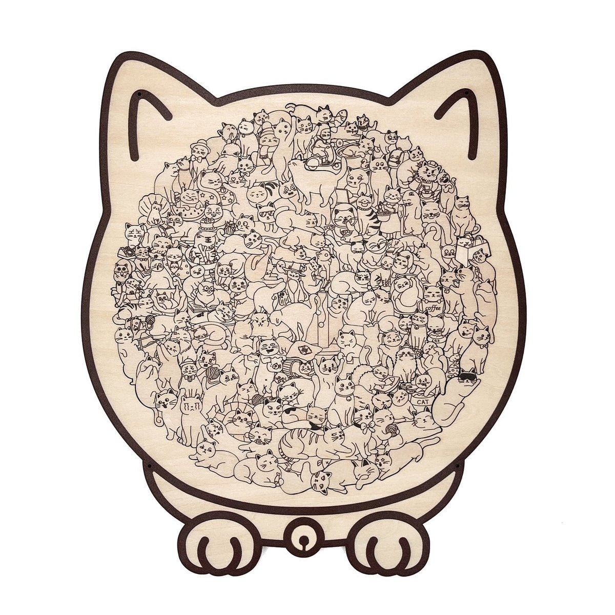 135-Piece Cat-Shaped Wooden Puzzle