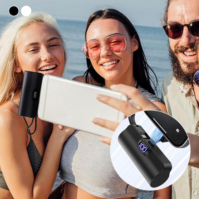Mini Powerbank-Kapsel Mit Integriertem Ladekabel