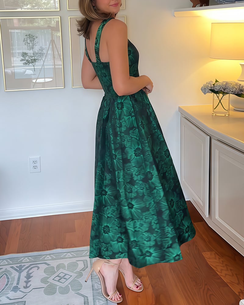 French Jacquard Sleeveless Dress