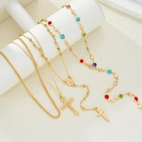 Vintage 4 Piece Set Metal Cross Y-style Long Necklace