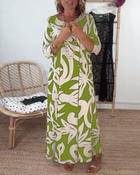 Robe À Col Rond Et Manches Longues Imprimée