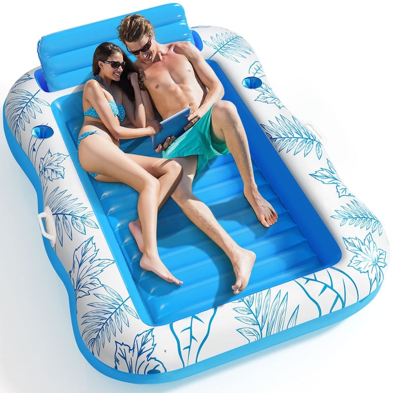 PVC water opblaasbaar drijvend bed met esdoornbladpatroon