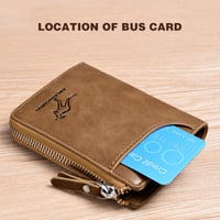 Kangaroo Men’s RFID Blocking Wallet with Zipper Multi Credit Card Holder