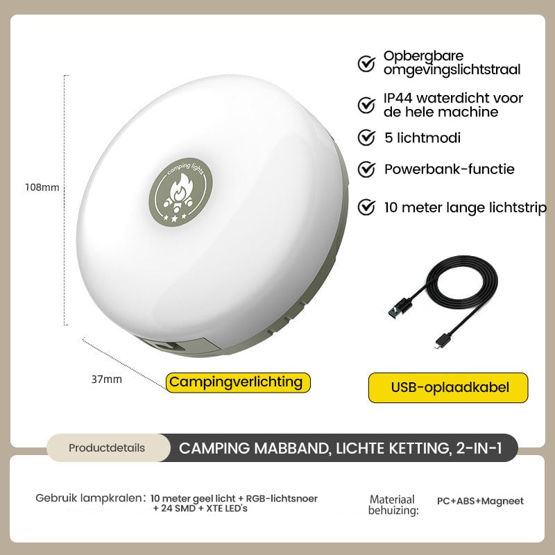 ⭐Outdoor waterdichte draagbare opbergbare lichtslinger