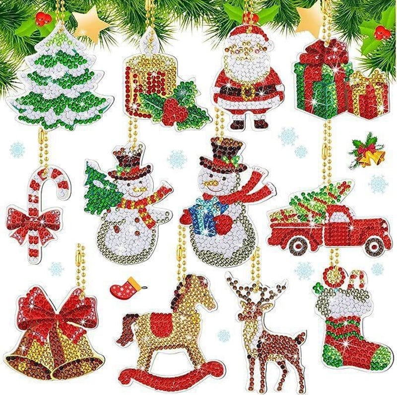 Sakerplus® 12 Pcs Diamond Art Christmas Ornaments