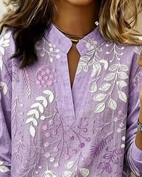 Floral Stand-Collar Blouse