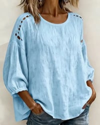 Hollow Cotton Linen Blouse