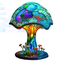 🍄Lampe de table en verre teinté série de plantes🍄