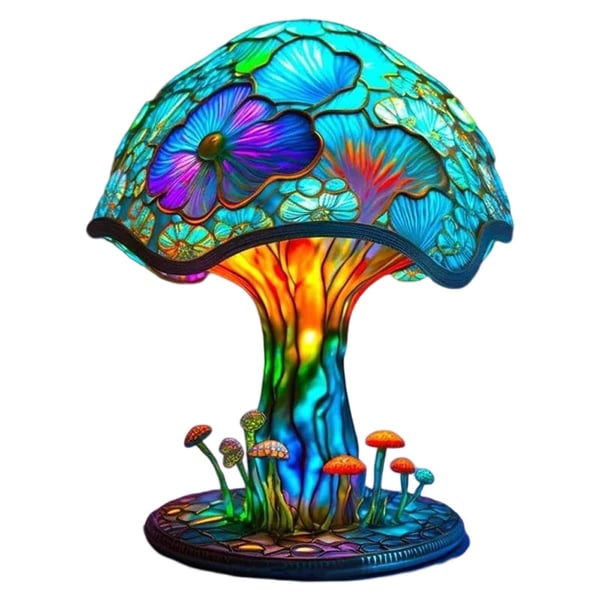 🍄Lampe de table en verre teinté série de plantes🍄