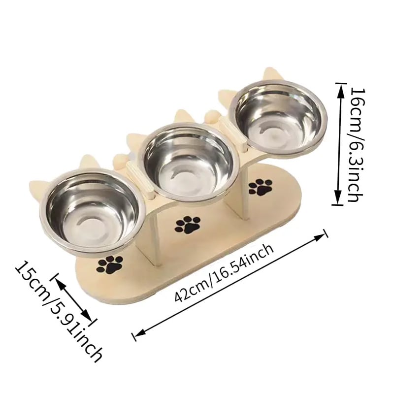 🥘Wooden Cat Bowl Stand