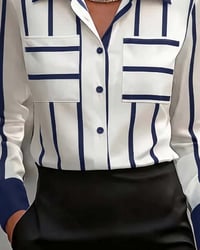 Striped Pocket Satin Casual Shirt