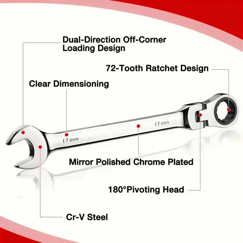 Sakerplus® Flex Head Ratcheting Wrench Set