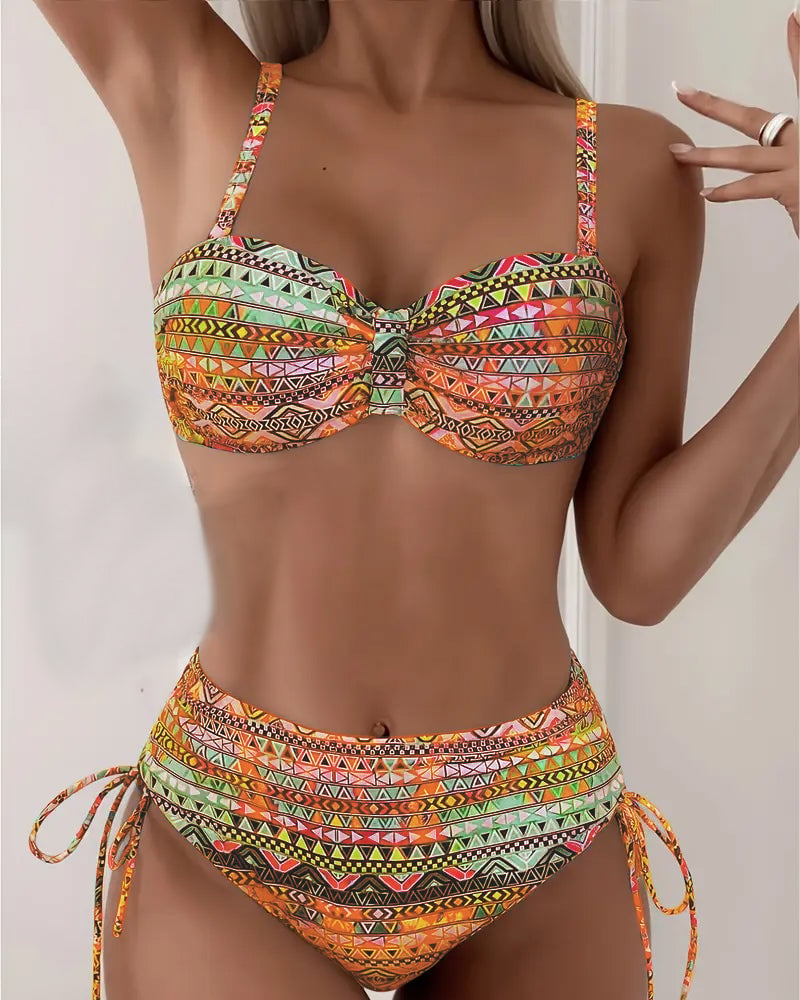 Zestaw Bikini Seksowny z Etnicznym Wzorem