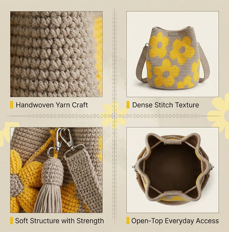Crochet Flower Tote Bag