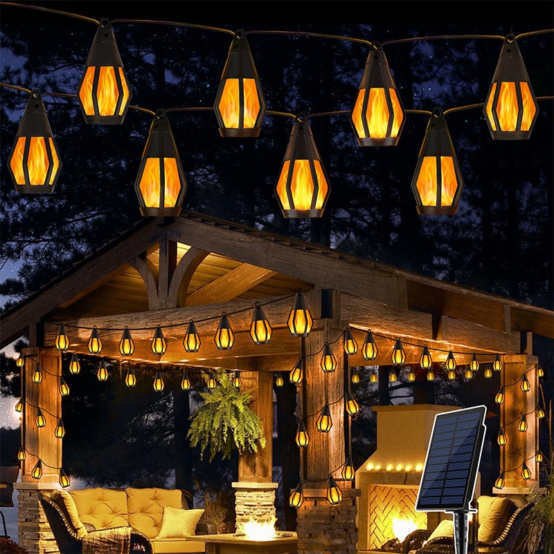 Solar Flickering Flame String Lights