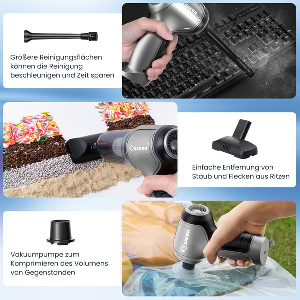 Verbesserter 3-in-1 Kabelloser Mini-Handstaubsauger