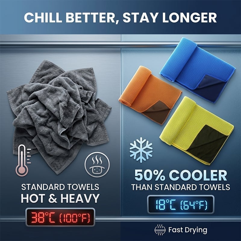 Premium Instant Cooling Towel Set with Storage Bottle