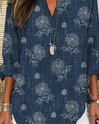Casual bluse med blomsterprint