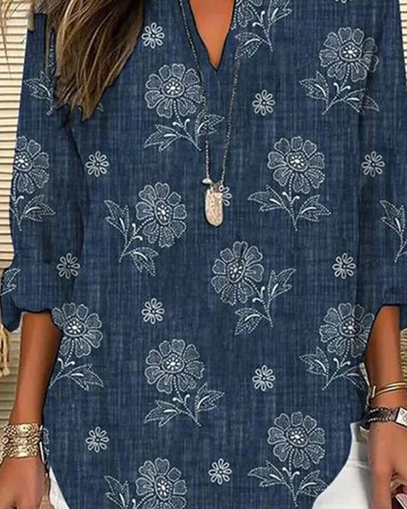 Casual bluse med blomsterprint