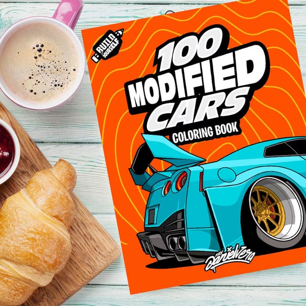 Beginner-Friendly-100 Modified Cars Coloring Book