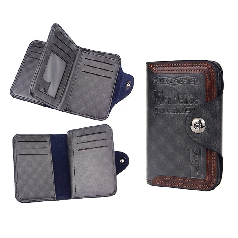 Large Capacity Leather Bifold Short Men's Wallet