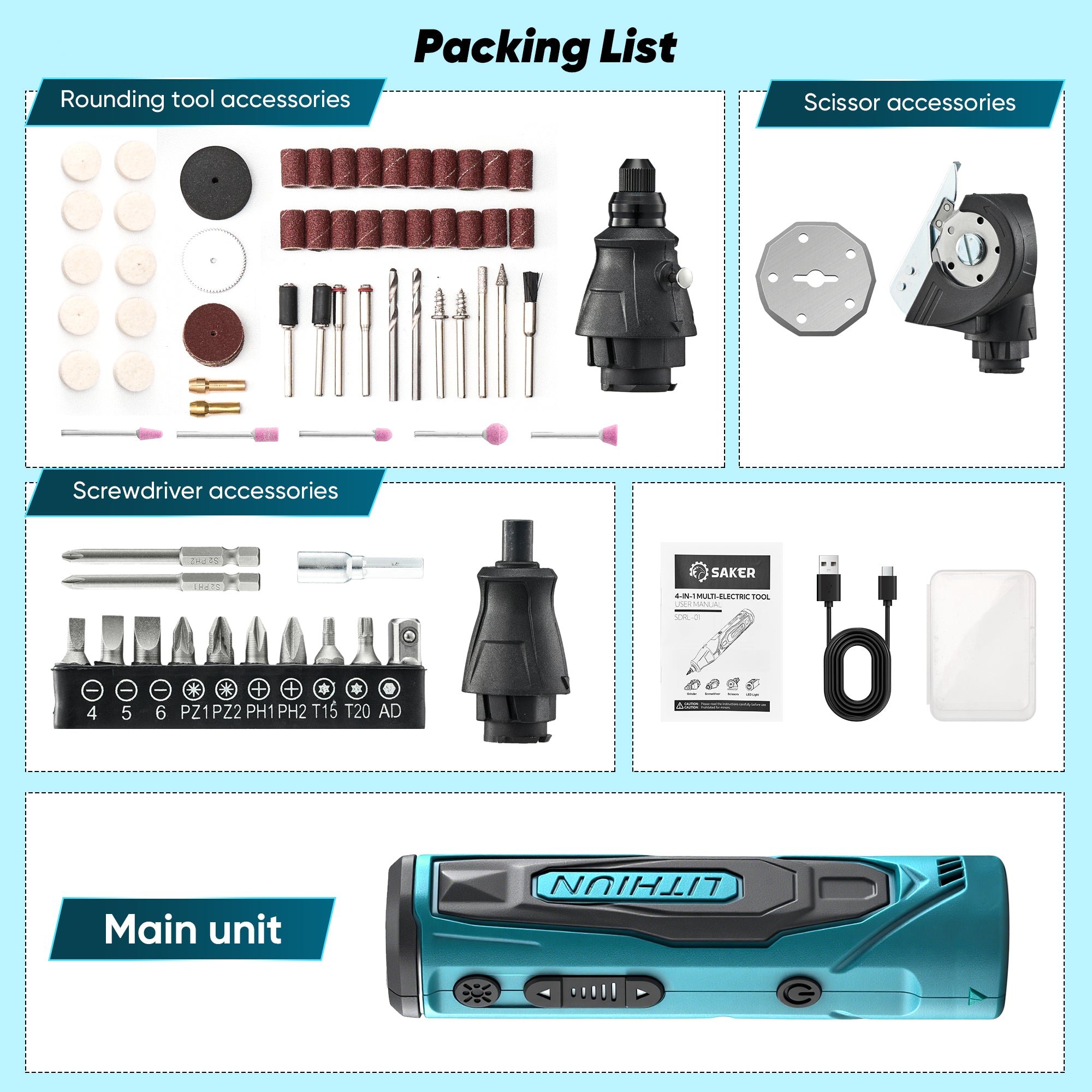 Sakerplus Cordless Multi Function Electric Screwdriver Set