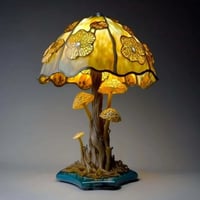 🍄Lampe de table en verre teinté série de plantes🍄