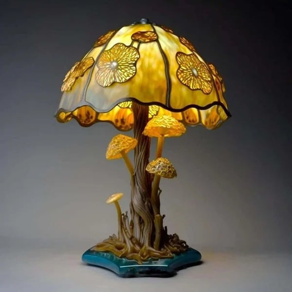 🍄Lampe de table en verre teinté série de plantes🍄