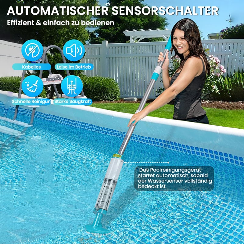 3-in-1 kabelloser, wiederaufladbarer Poolsauger mit leistungsstarkem Motor