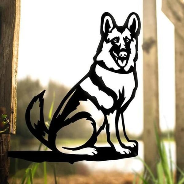 Metal Dog Silhouette Puppy Garden Decoration