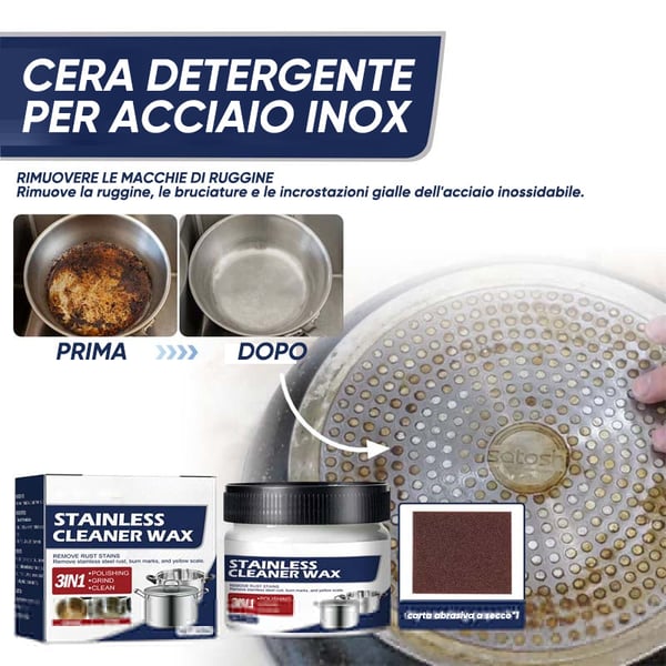 Pasta magica per la pulizia dell'acciaio inossidabile