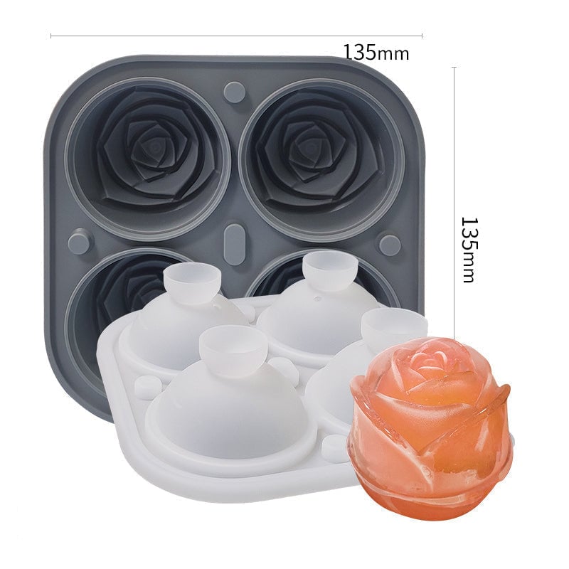 Rosen-Eiswürfelform mit 4 Fächern