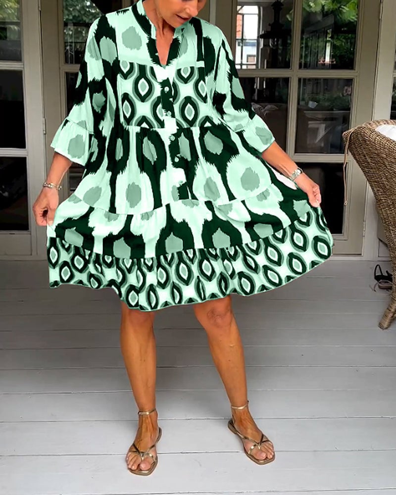 Robe imprimée à manches 3/4